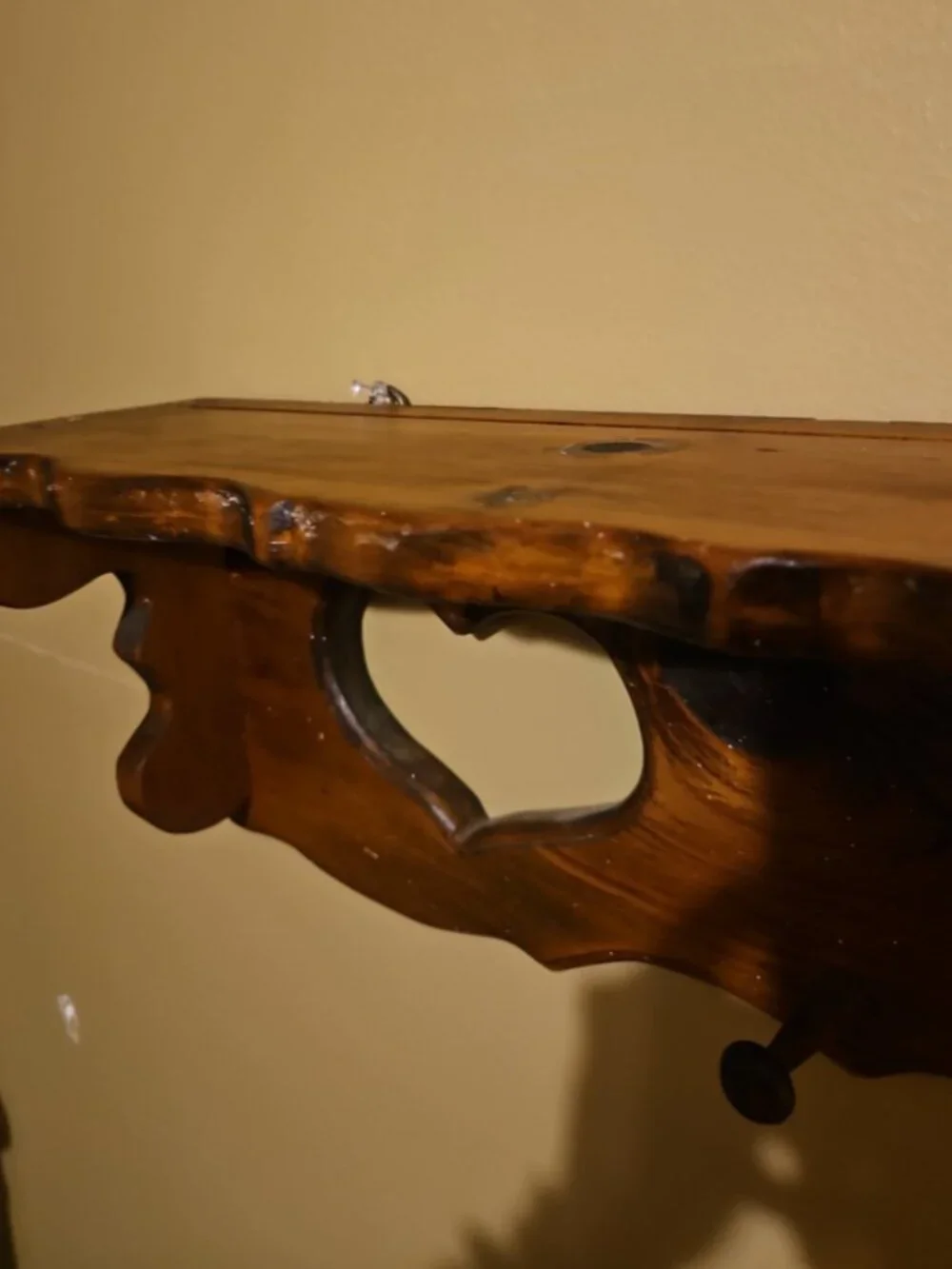 Vintage Heart Cutout Pine Wood Hanging Display Shelf Grannycore Cottagecore 41